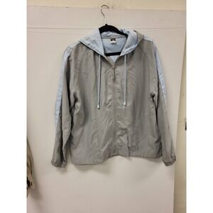 Cheetah Womens L Gray Jacket Full Zip Hooded Lightweight Windbreaker Coat